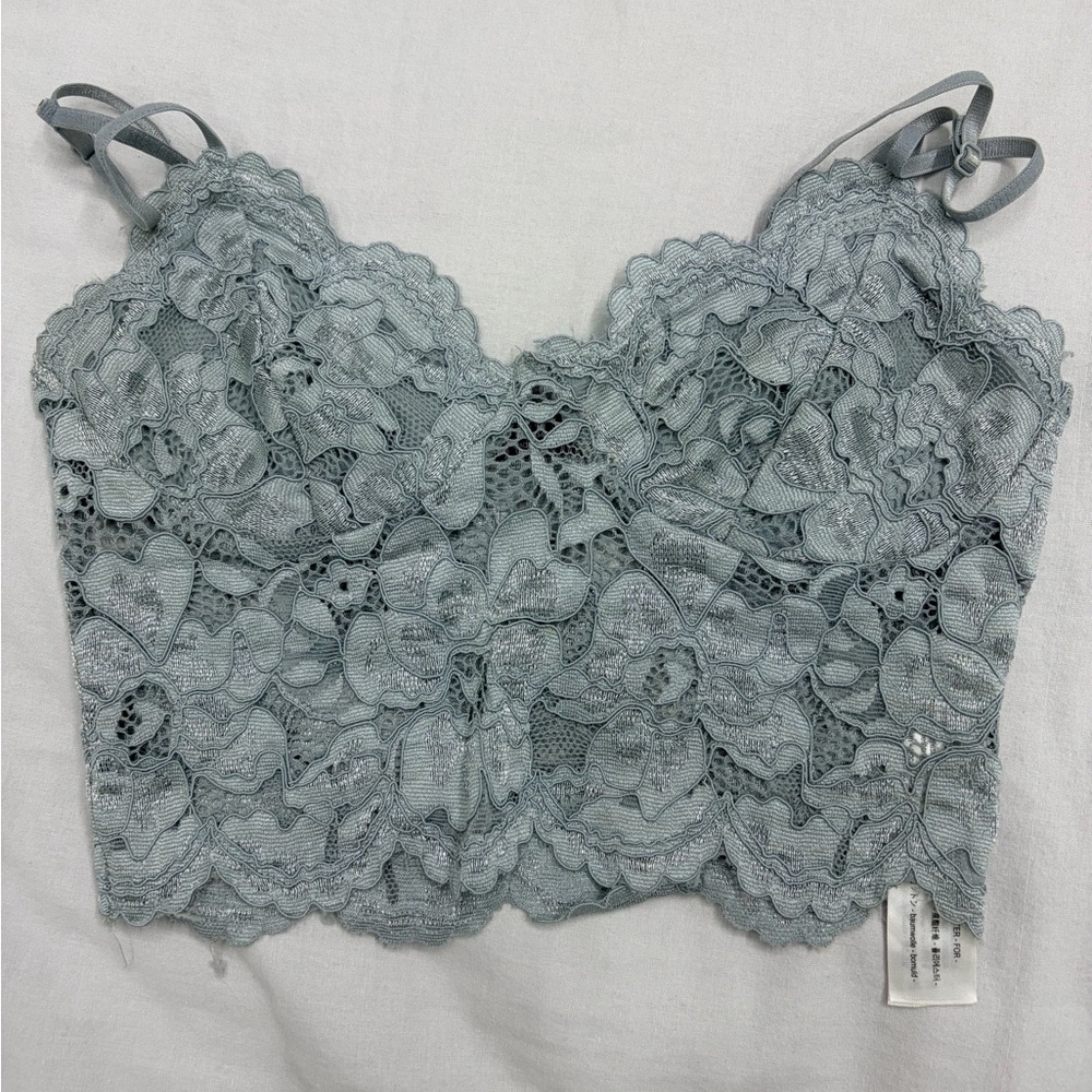 Zara Lace Tank Top in Light Gray